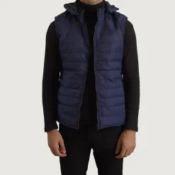 Carlo Blue Hooded Puffer Vest