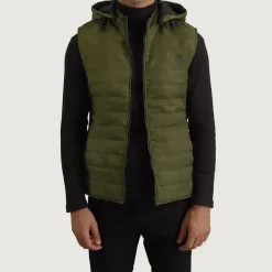 Carlo Green Hooded Puffer Vest