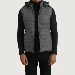 Carlo Grey Hooded Puffer Vest