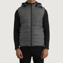 Carlo Grey Hooded Puffer Vest