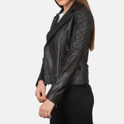 Carolyn Quilted Black Biker Jacket