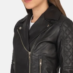 Carolyn Quilted Black Biker Jacket