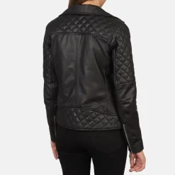 Carolyn Quilted Black Biker Jacket