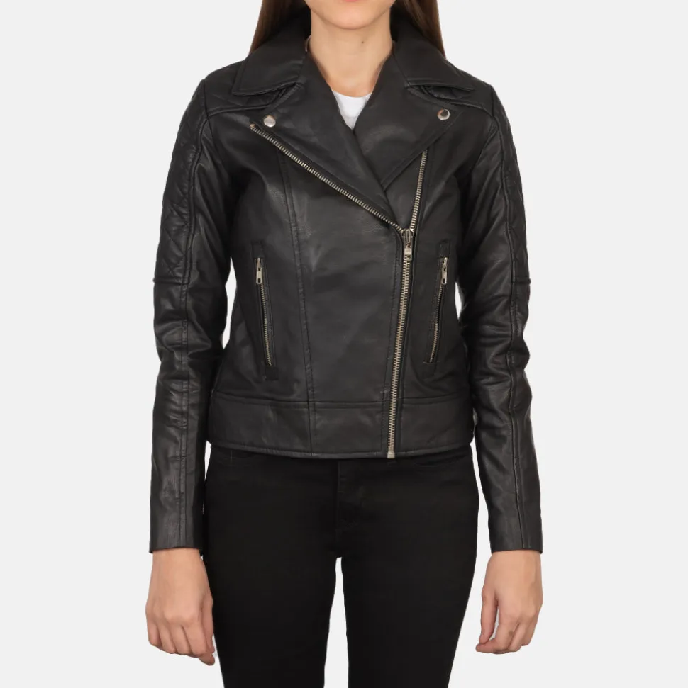 Carolyn Quilted Black Biker Jacket