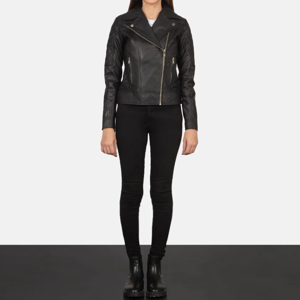 Carolyn Quilted Black Biker Jacket