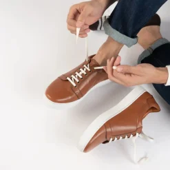 Carter Runn Tan Leather Sneakers
