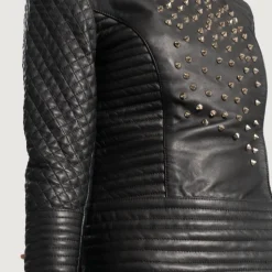 Celeste Studded Black Leather Jacket