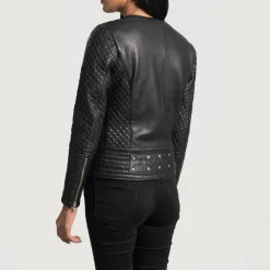Celeste Studded Black Leather Jacket