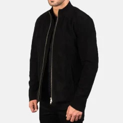 Charcoal Black Suede Biker Jacket