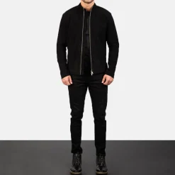 Charcoal Black Suede Biker Jacket