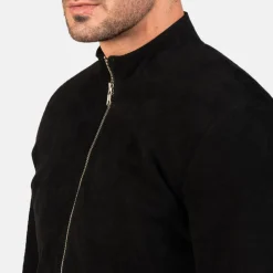 Charcoal Black Suede Biker Jacket