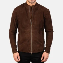 Charcoal Mocha Suede Biker Jacket