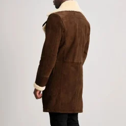 Charles Brown Suede Leather Shearling Double-Breasted Coat