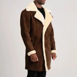 Charles Brown Suede Leather Shearling Double-Breasted Coat