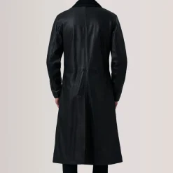 Charlton Black Leather Single Breasted Coat