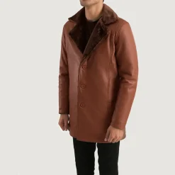 Cinnamon Brown Leather Fur Coat