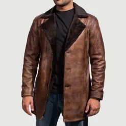 Cinnamon Distressed Leather Fur Coat