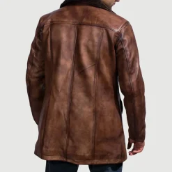 Cinnamon Distressed Leather Fur Coat