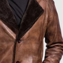 Cinnamon Distressed Leather Fur Coat