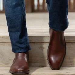 Clarkson Chelsea Brown Burnished Leather Boots - StudGuard
