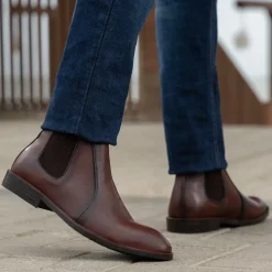 Clarkson Chelsea Brown Burnished Leather Boots - StudGuard