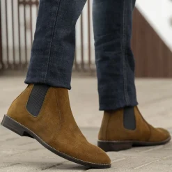 Clarkson Chelsea Brown Suede Leather Boots - StudGuard