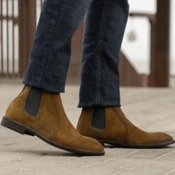 Clarkson Chelsea Brown Suede Leather Boots - StudGuard