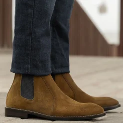 Clarkson Chelsea Brown Suede Leather Boots - StudGuard