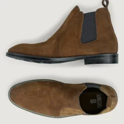 Clarkson Chelsea Brown Suede Leather Boots - StudGuard