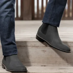 Clarkson Chelsea Grey Nubuck Leather Boots - StudGuard