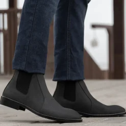 Clarkson Chelsea Grey Nubuck Leather Boots - StudGuard