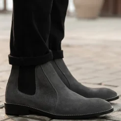 Clarkson Chelsea Grey Suede Leather Boots - StudGuard