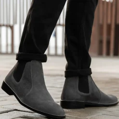 Clarkson Chelsea Grey Suede Leather Boots - StudGuard