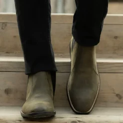 Clarkson Chelsea Olive Pullup Leather Boots - StudGuard