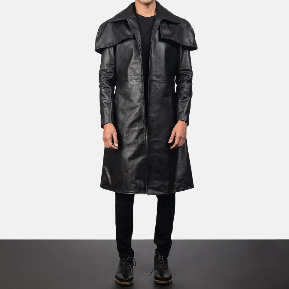 Classic Black Leather Duster