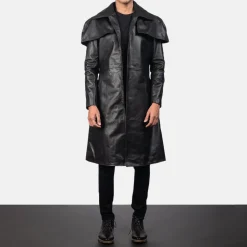 Classic Black Leather Duster