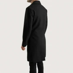 Claud Black Wool Double Breasted Coat
