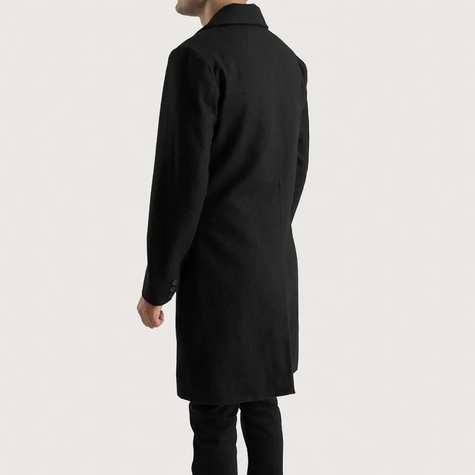 Claud Black Wool Double Breasted Coat