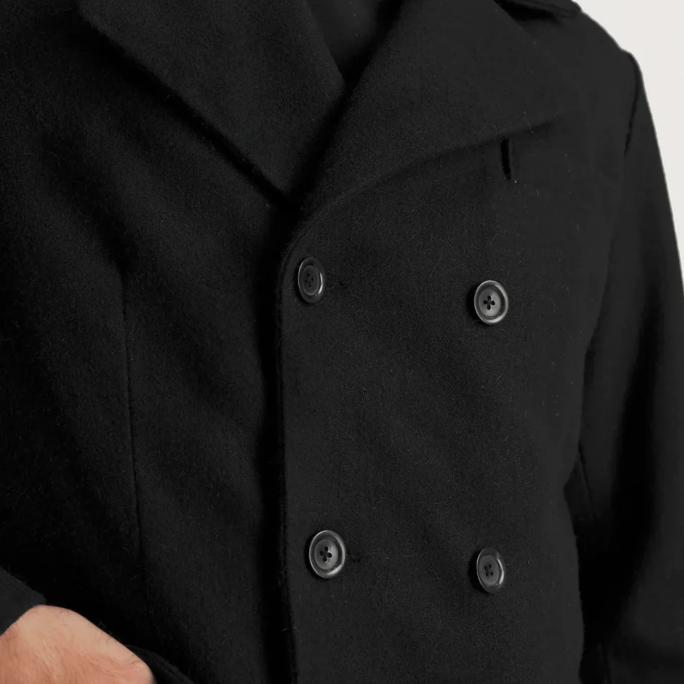Claud Black Wool Double Breasted Coat