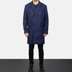 Claud Blue Wool Double Breasted Coat
