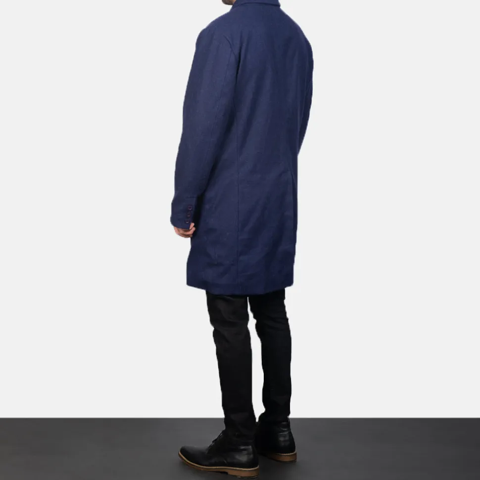 Claud Blue Wool Double Breasted Coat