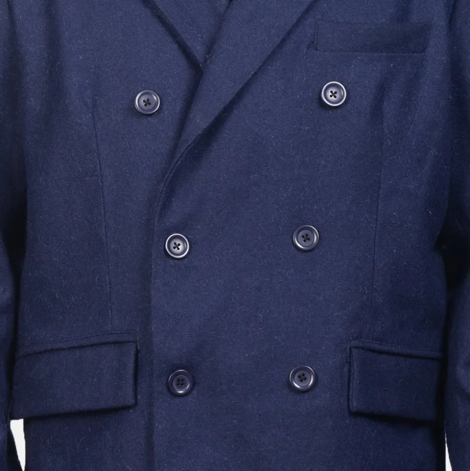 Claud Blue Wool Double Breasted Coat