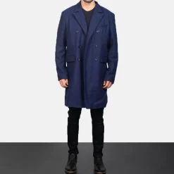 Claud Blue Wool Double Breasted Coat