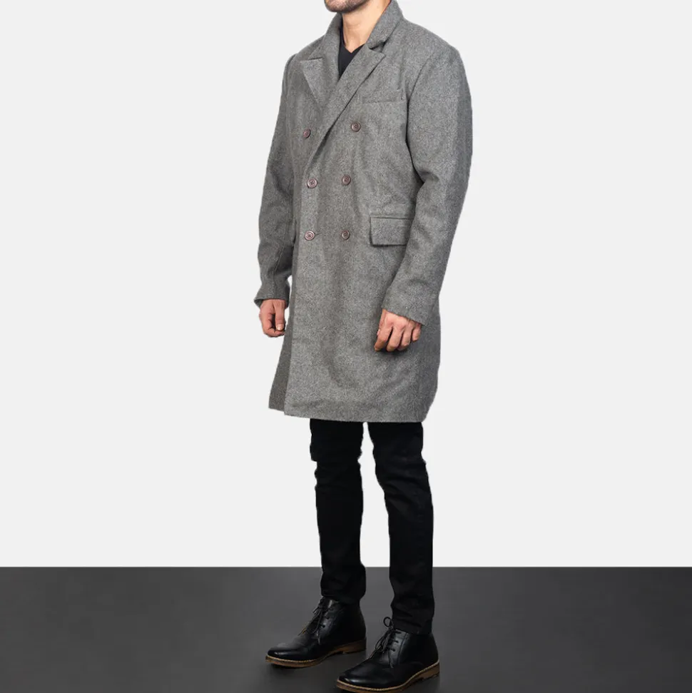 Claud Grey Wool Double Breasted Coat
