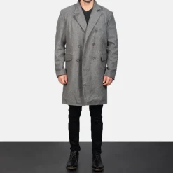 Claud Grey Wool Double Breasted Coat