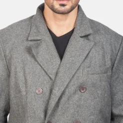 Claud Grey Wool Double Breasted Coat