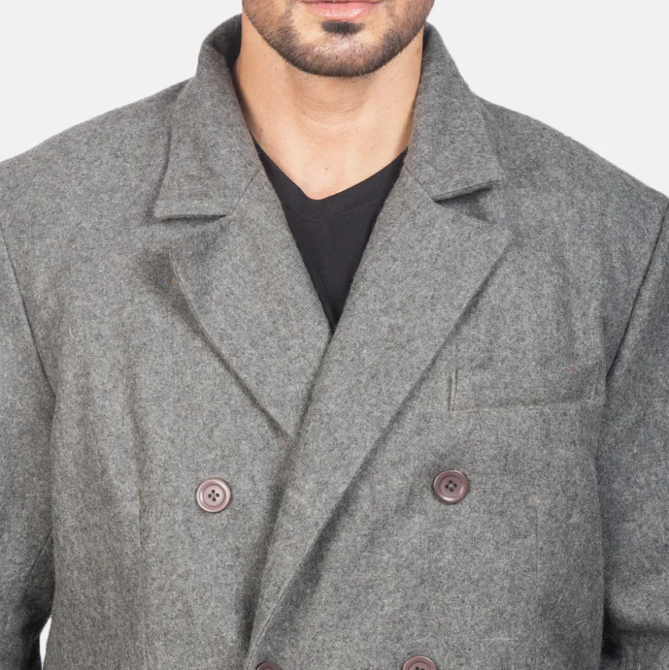 Claud Grey Wool Double Breasted Coat