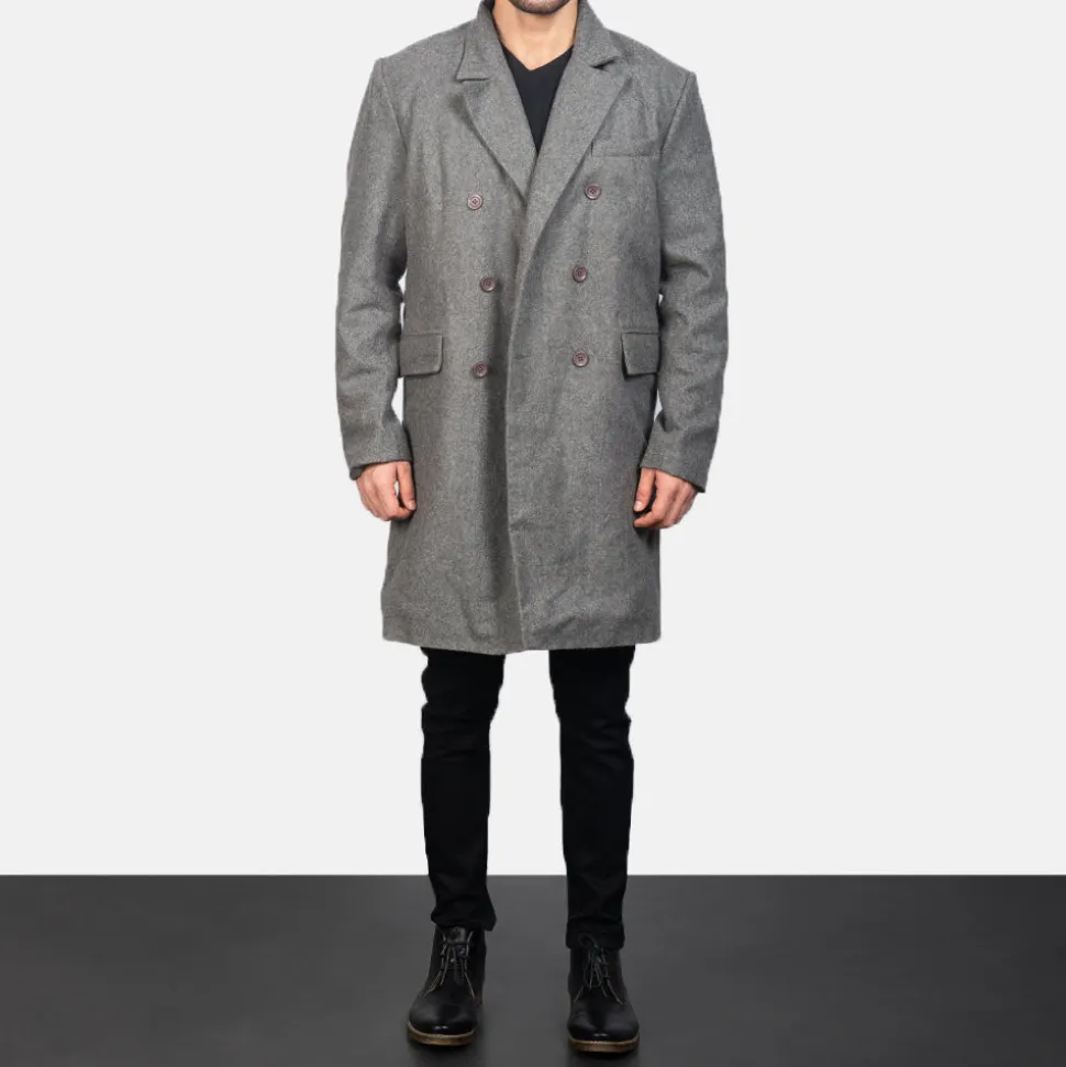 Claud Grey Wool Double Breasted Coat