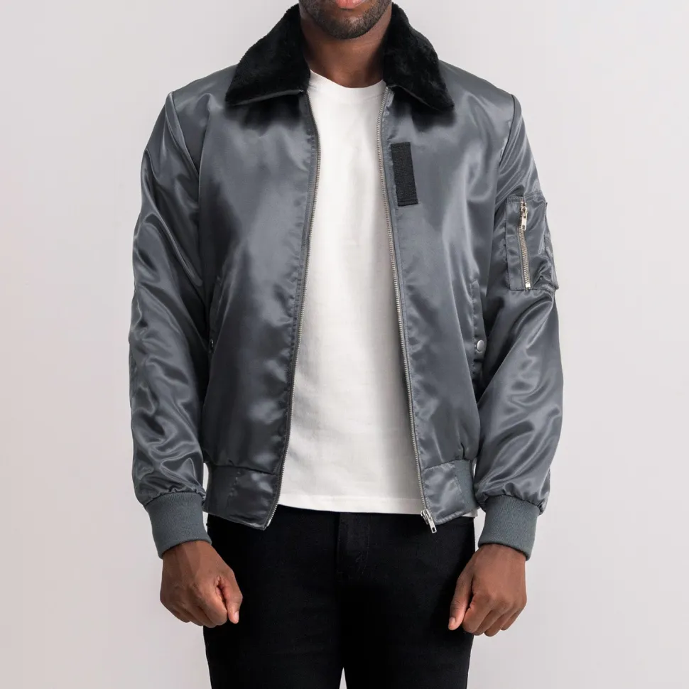 Clyde B-15 Grey Bomber Jacket