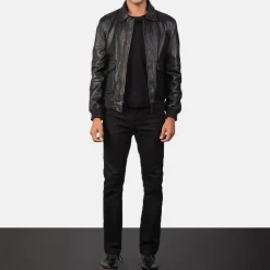 Coffmen Black A2 Leather Bomber Jacket